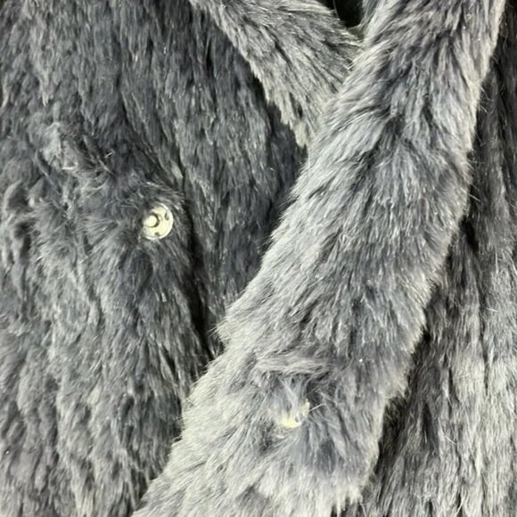June Navy Rabbit Fur Snap-Front Vest - Picture 5 of 7